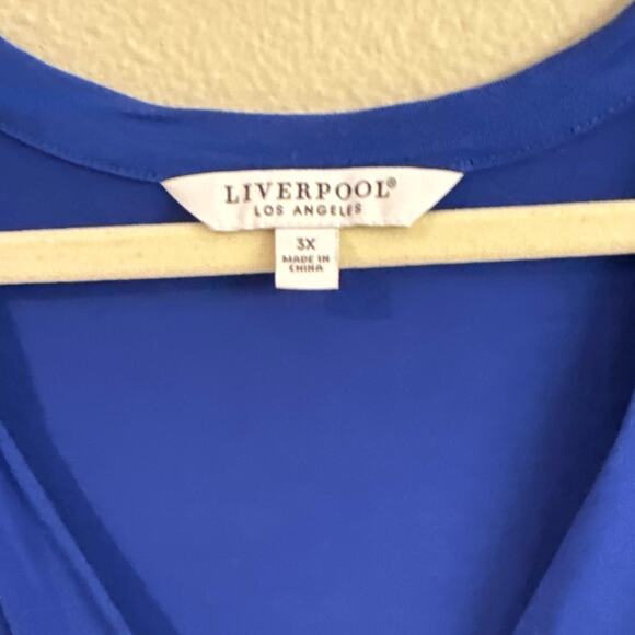 Liverpool Sleeveless V-Neck Modal Knit Top with Tucks - Bombshell Blue - Size 3X - Picture 3 of 5